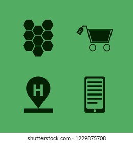 cell icon. cell vector icons set phone conversation, sale shopping cart, hotel location and honeycombs