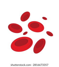 Cell Icon vector illustration, Blood cell symbols isolated, Minimal vector illustration of red blood cells (erythrocytes) floating in plasma. Flat medical design representing blood circulation, hematology, oxygen transport, healthcare, anatomy, biology, and laboratory diagnostics. Isolated on a white background, ideal for medical, educational, and healthcare-related projects, Human cell icon vector.