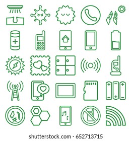 Cell icons set. set of 25 cell outline icons such as no phone, luggage storage, baby monitor phone, hair removal, honey, bacteria, photo with heart, tablet, battery
