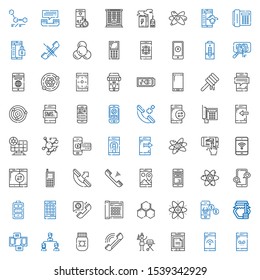 cell icons set. Collection of cell with smartphone, portable, phone, honey, structure, atom, molecule, telephone, battery, mobile phone, phone call. Editable and scalable cell icons.