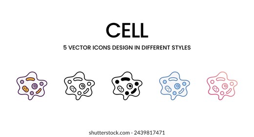 Iconos de celda establecidos en ilustración vectorial de stock de estilo diferente