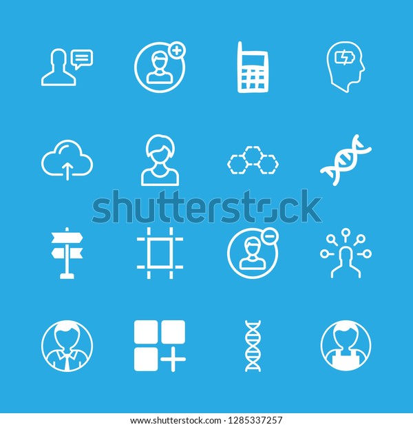 cell icons set with dna, charging and hexagonal\
molecule vector set