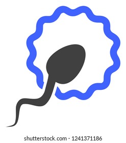 Cell insemination vector icon symbol. Flat pictogram is isolated on a white background. Cell insemination pictogram designed with simple style.