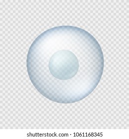 Cell isolated on transparent background. Realistic vector reproduction stem conception template. Blue egg human microscopic nucleus cell medicine patern.