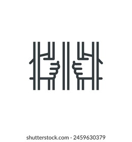 Cell jail prison prisoner convict icon, vector illustration