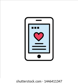 Cell, Love, Phone, Wedding  Flat Color Icon. Vector icon banner Template
