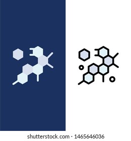 Cell, Molecule, Science  Icons. Flat and Line Filled Icon Set Vector Blue Background. Vector Icon Template background