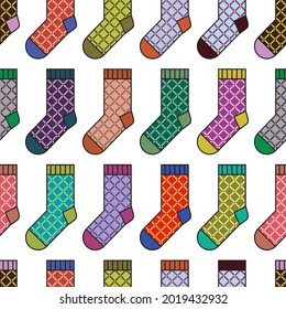 Cell multicolor socks seamless vector pattern