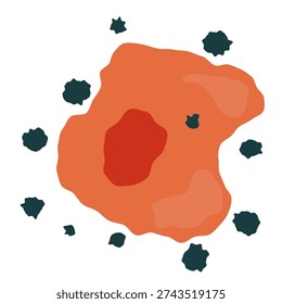 Cell oxidative stress after free radicals attack. Medical vector illustration.