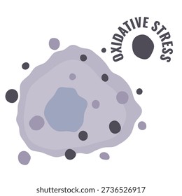 Cell oxidative stress caused by free radicals. Medical vector illustration