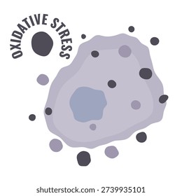 Cell oxidative stress caused by free radicals. Medical vector illustration