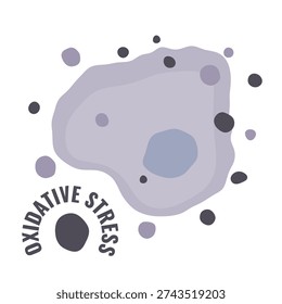 Cell oxidative stress caused by free radicals. Medical vector illustration