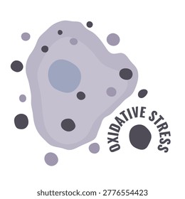 Cell oxidative stress caused by free radicals. Medical vector illustration