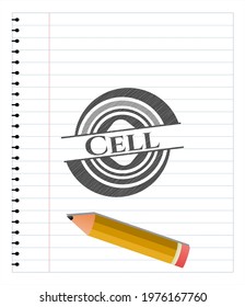 Cell pencil draw. Vector Illustration. Detailed. 