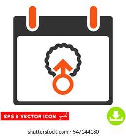 Cell Penetration Calendar Day icon. Vector EPS illustration style is flat iconic bicolor symbol, orange and gray colors.