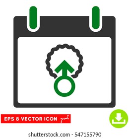 Cell Penetration Calendar Day icon. Vector EPS illustration style is flat iconic bicolor symbol, green and gray colors.