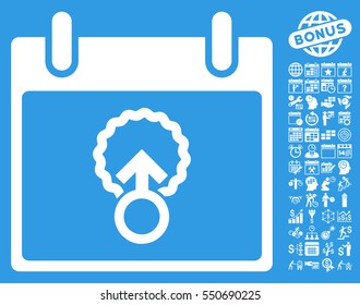 Cell Penetration Calendar Day icon with bonus calendar and time management pictograph collection. Vector illustration style is flat iconic symbols, white, blue background.