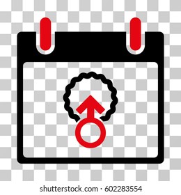 Cell Penetration Calendar Day icon. Vector illustration style is flat iconic bicolor symbol, intensive red and black colors, transparent background. Designed for web and software interfaces.