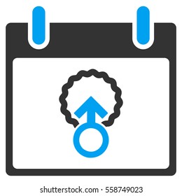Cell Penetration Calendar Day vector toolbar icon. Style is bicolor flat icon symbol, blue and gray colors, white background.