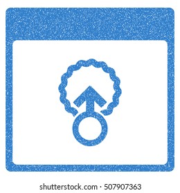 Cell Penetration Calendar Page grainy textured icon for overlay watermark stamps. Flat symbol with dirty texture. Dotted vector cobalt ink rubber seal stamp with grunge design on a white background.