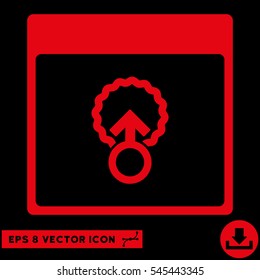 Cell Penetration Calendar Page icon. Vector EPS illustration style is flat iconic symbol, red color.