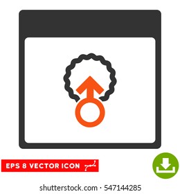 Cell Penetration Calendar Page icon. Vector EPS illustration style is flat iconic bicolor symbol, orange and gray colors.