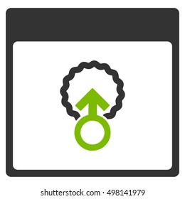 Cell Penetration Calendar Page vector pictogram. Style is flat graphic bicolor symbol, eco green and gray colors, white background.