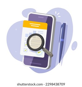 Análisis de la experiencia de la auditoría de teléfonos celulares Icono de datos Ilustración gráfica vectorial 3d, análisis web digital de la lista de verificación pantalla del teléfono celular, smartphone kpi análisis de estadísticas de negocios informe clipart