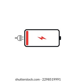 Cell phone battery charging flat vector icon.