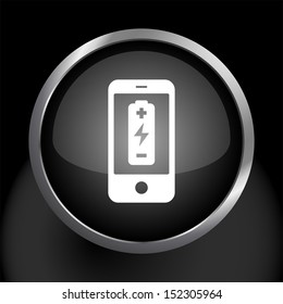 Cell Phone Battery Icon Vector Glass Icon