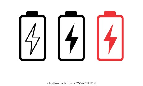 Cell phone battery icons in different models, cell phone battery charged 0%, for websites and graphic resources.