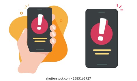 Cell phone call fraud scam notification notice alert vector icon flat graphic illustration design, smartphone cellphone security malware hack attack attention important message image clip art
