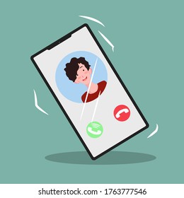 Cell Phone Call. Incoming phone call. Flat Flat design vector illustration. Calling service. Modern concept for web banners, web sites, infographics.
