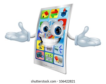 Cell phone character mascot cartoon illustration