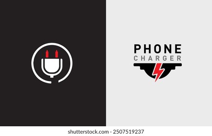 Cell Phone charge icon mobile fast electrical cable smart charger digital modern unique usb cellphone mobile charger logo design