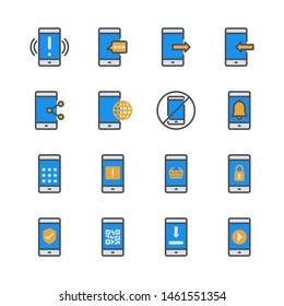 Cell phone in colorline icon set.Vector illustration