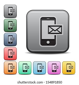 Cell Phone Communication Icon Square Icon with Color Variations