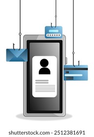 Mobiltelefon, Konzept des Informationsdiebstahls oder Phishing