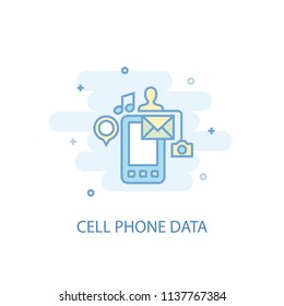 Cell phone data line trendy icon. Simple line, colored illustration. Cell phone data symbol flat design from Big data set. Can be used for UI/UX