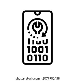 cell phone data recovery line icon vector. cell phone data recovery sign. isolated contour symbol black illustration