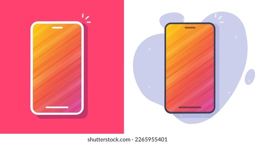 Cell phone desktop vector app mockup screen blank icon orange red pink yellow wallpaper background graphic, cellphone smartphone screensaver presentation illustration modern frame clipart image