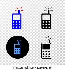 Cell phone EPS vector pictograph with contour, black and colored versions. Illustration style is flat iconic symbol on chess transparent background.