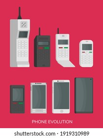 Cell phone evolution illustration. Flat vector.