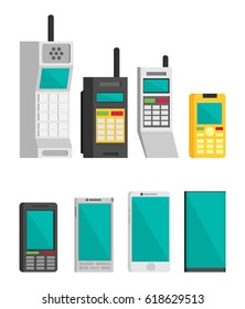 Cell phone evolution illustration. Flat vector.