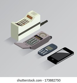 Cell phone evolution vector isometric