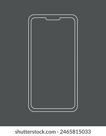 Cell Phone Fine Line Icon. White Line Silhouette Vector.