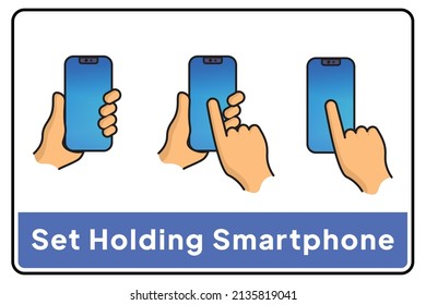 Cell Phone Flat Icon. hold hands. Smartphone with vector