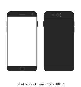 Cell phone. Flat style. Mobile device. Modern technologies of communication. Communication and management. Black smartphone. Touchscreen display. Vector illustration.