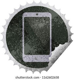 estampilla de pegatinas redondas de ilustración vectorial de teléfono celular