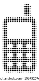 Cell Phone halftone vector icon. Illustration style is dotted iconic Cell Phone icon symbol on a white background. Halftone texture is round spots.